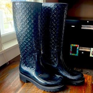 Louis Vuitton Tall Rubber Boots - Size 38 - Black